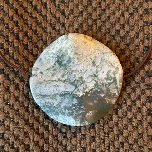 Moss Agate 2” Round, Adj 20” - 28” Necklace